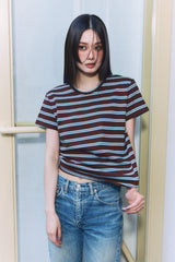 Border Short Sleeve Tee BROWN×BLUE