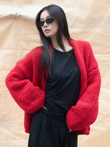 Low Gauge Knit Cardigan RED