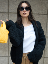 Low Gauge Knit Cardigan BLACK
