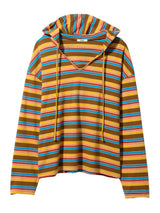 Border Hoodie Long Sleeve Tee Rainbow