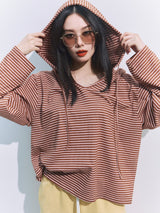 Border Hoodie Long Sleeve Tee WHITE × PINK