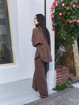 Linen-Rayon Flow Pants BROWN