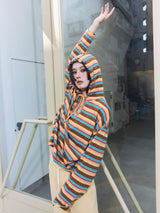 Border Hoodie Long Sleeve Tee Rainbow
