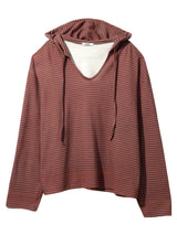 Border Hoodie Long Sleeve Tee BLUE × RED