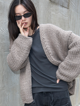 Low Gauge Knit Cardigan GREY