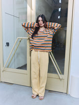 Border Hoodie Long Sleeve Tee Rainbow