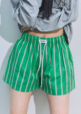 Cotton Stripe Shorts GREEN