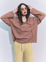 Border Hoodie Long Sleeve Tee WHITE × PINK