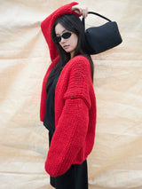 Low Gauge Knit Cardigan RED