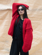 Low Gauge Knit Cardigan RED