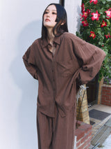 Linen-Rayon Flow Shirt BROWN