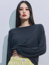Loose Long Sleeve Tee CHARCOAL BLACK