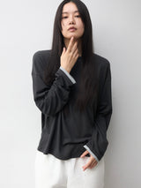 Loose Long Sleeve Tee / Layered CHARCOAL BLACK