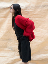 Low Gauge Knit Cardigan RED