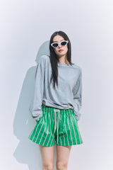 Cotton Stripe Shorts GREEN