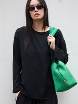 Soft Jersey Long Sleeve Tee  BLACK