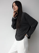 Loose Long Sleeve Tee / Layered CHARCOAL BLACK