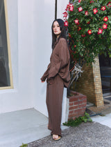 Linen-Rayon Flow Pants BROWN