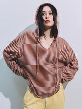 Border Hoodie Long Sleeve Tee WHITE × PINK