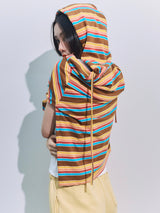 Border Hoodie Long Sleeve Tee Rainbow