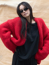 Low Gauge Knit Cardigan RED