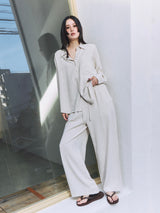 Linen-Rayon Flow Pants IVORY