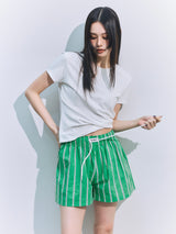 Cotton Stripe Shorts GREEN