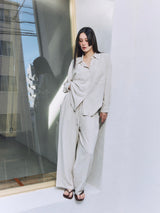Linen-Rayon Flow Pants IVORY