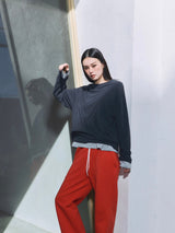 Loose Long Sleeve Tee CHARCOAL BLACK