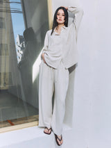 Linen-Rayon Flow Pants IVORY