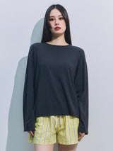 Loose Long Sleeve Tee CHARCOAL BLACK