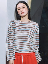 Border Loose Long Sleeve Tee