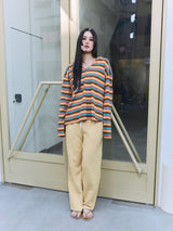 Border Hoodie Long Sleeve Tee Rainbow