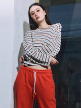 Border Loose Long Sleeve Tee