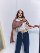 Border Hoodie Long Sleeve Tee WHITE × PINK